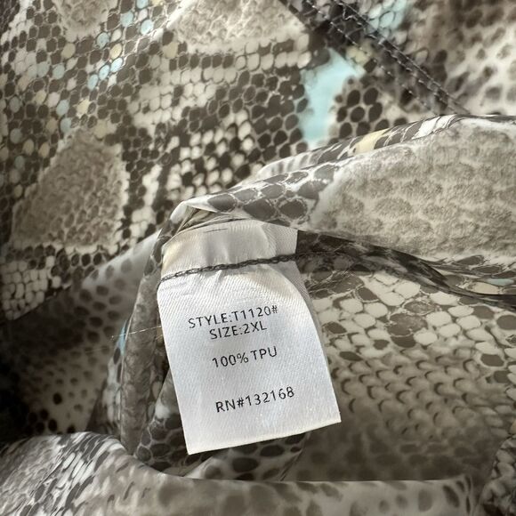 i r Plastic Polyurethane Cropped Jacket Plus Size 2XL Sheer Reptile Animal Print - Picture 10 of 11